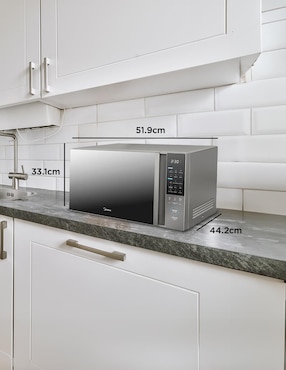 Horno de microondas convencional Midea modelo MMDT14S2MG de 1.4 pies cúbicos